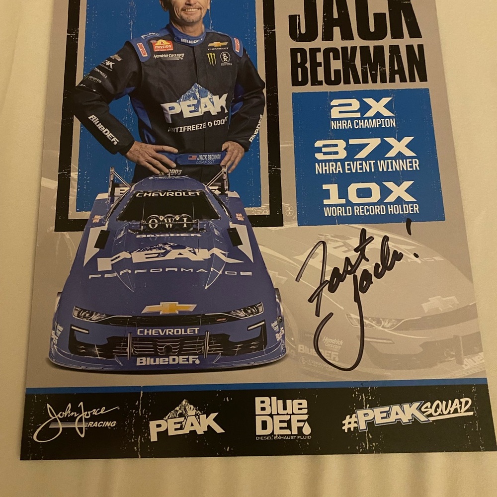 John Beckmann signed Chevrolet Racing Photo nascar NHRA John force